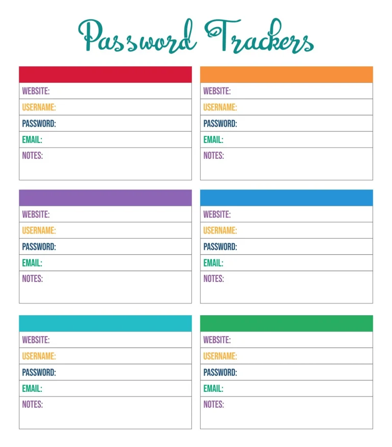 10 Best Free Printable Password Organizer PDF for 2024